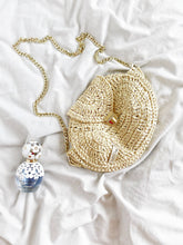 Load image into Gallery viewer, Straw Crochet Crossbody Bag, Straw Beach Purse, Natural Raffia Clutch, Vegan boho handbag, Crochet bohemian Festival bag