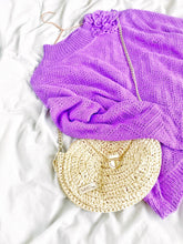 Load image into Gallery viewer, Straw Crochet Crossbody Bag, Straw Beach Purse, Natural Raffia Clutch, Vegan boho handbag, Crochet bohemian Festival bag