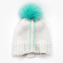 Load image into Gallery viewer, Chunky Knit Beanie with Pomoom, Knitted beanie with fur pompom, Hand knit hats for women