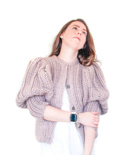 Load image into Gallery viewer, Knitting Pattern PDF Chunky Knit Cardigan with Puffed Sleeves Size S. Couer Cardigan by NinElDesign