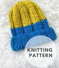 Load image into Gallery viewer, Slouchy Beanie Knitting Pattern, Knitting Pattern Hat, PDF pattern, Instant Download, Chunky yarn, Color Pop Super Chunky Hat