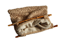 Load image into Gallery viewer, Crochet raffia handbag with bamboo handles, Granny squire vegan bag, Cruelty-free sustainable bag