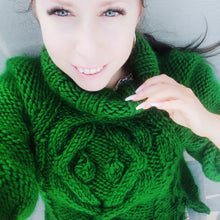Load image into Gallery viewer, Turtleneck Knit Sweater, Chunky knit jumper, Merino wool knit cardigan, Loose knit women pullover, Merino wool knitted sweater